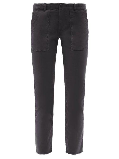 Ladies Rtw Nili Lotan - Jenna Cropped Cotton-blend Slim-leg Trousers - Womens - Dark Grey