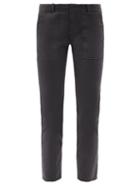 Ladies Rtw Nili Lotan - Jenna Cropped Cotton-blend Slim-leg Trousers - Womens - Dark Grey