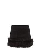 Saint Laurent - Faux Fur-trim Wool-blend Tweed Mini Skirt - Womens - Black