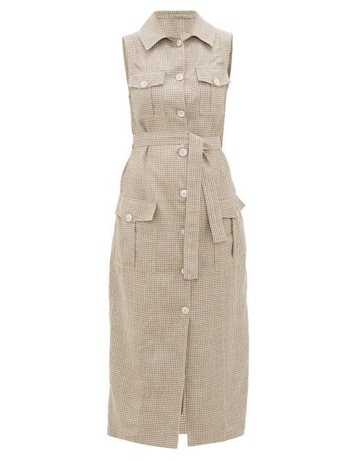 Matchesfashion.com Giuliva Heritage Collection - The Mary Angel Sleeveless Wool-blend Shirt Dress - Womens - Brown