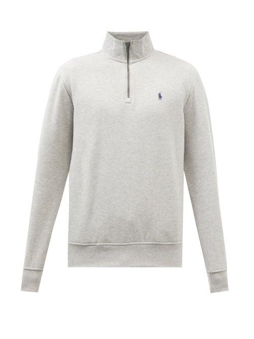 Polo Ralph Lauren - Logo-embroidered Zipped Cotton-blend Sweatshirt - Mens - Grey