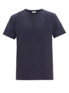 Matchesfashion.com Sunspel - Cotton Jersey Henley T Shirt - Mens - Navy