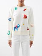 Alanui - Lucky Charm Embroidered Wool Sweater - Womens - White Multi