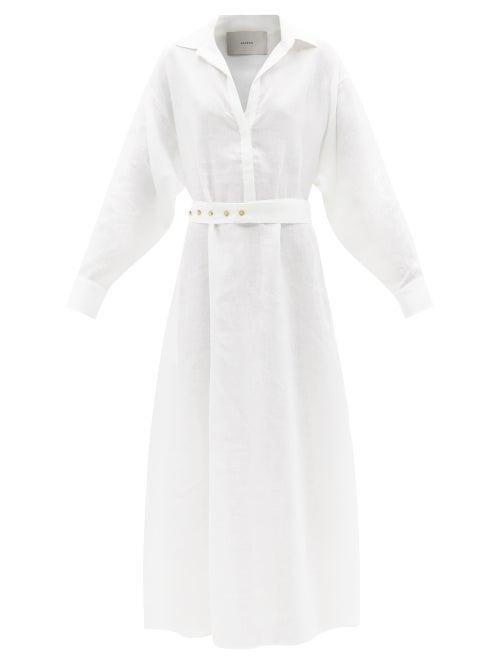 Asceno - Porto Organic-linen Voile Shirt Dress - Womens - White