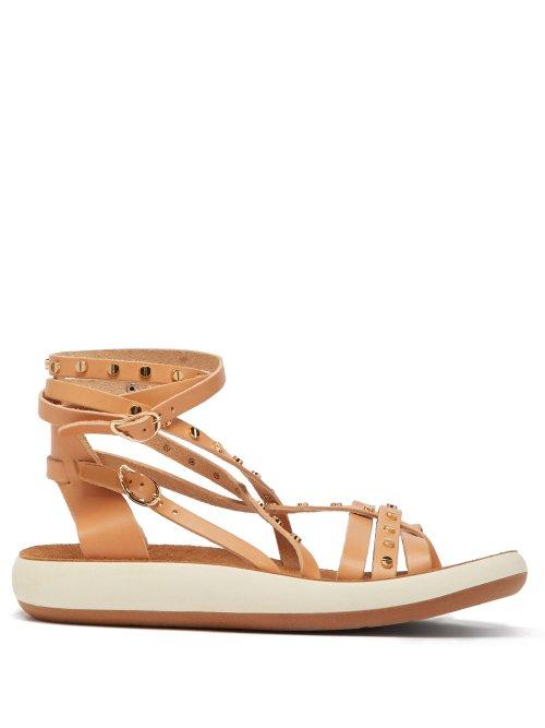 Matchesfashion.com Ancient Greek Sandals - Satira Embellished Leather Sandals - Womens - Tan