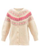 Molly Goddard - Orla Cropped-sleeve Fair Isle Wool Cardigan - Womens - Ivory Multi