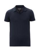 Matchesfashion.com Giorgio Armani - Open-collar Piqu Polo Shirt - Mens - Navy