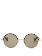 Matchesfashion.com Loewe - Leather-rim Round Metal Sunglasses - Womens - Brown