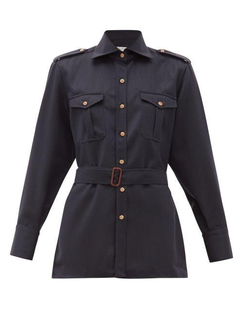 Matchesfashion.com Giuliva Heritage Collection - The Aurora Wool Twill Shirt - Womens - Navy