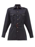Matchesfashion.com Giuliva Heritage Collection - The Aurora Wool Twill Shirt - Womens - Navy