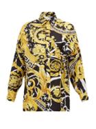 Matchesfashion.com Versace - Baroque Print Silk Twill Shirt - Womens - Black Gold