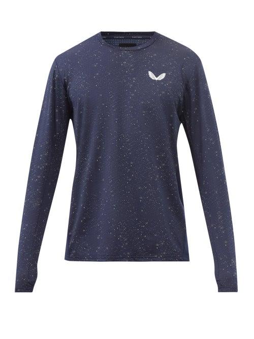 Castore - Reflective-print Mesh-jersey Long-sleeved Top - Mens - Navy