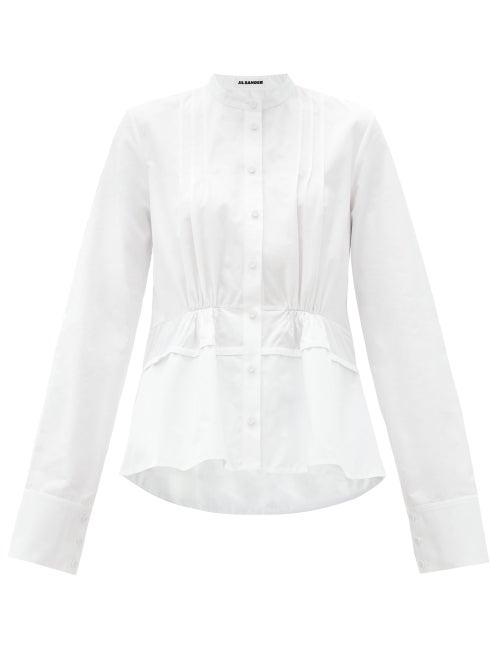 Matchesfashion.com Jil Sander - Peplum-hem Cotton-poplin Blouse - Womens - White