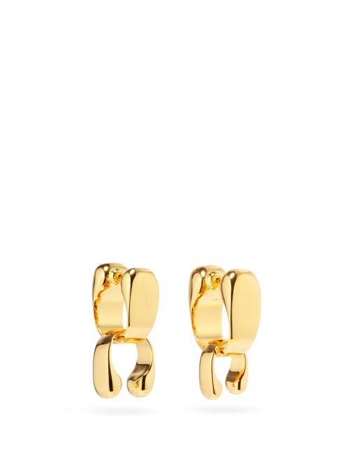 Matchesfashion.com Jil Sander - Logo-engraved Cuff-drop Hoop Earrings - Womens - Gold