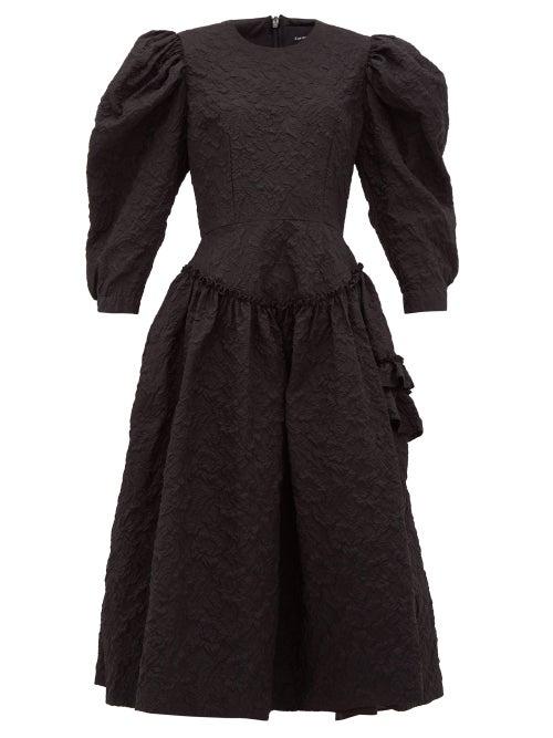 Matchesfashion.com Simone Rocha - Floral-cloqu Ruffled Dress - Womens - Black