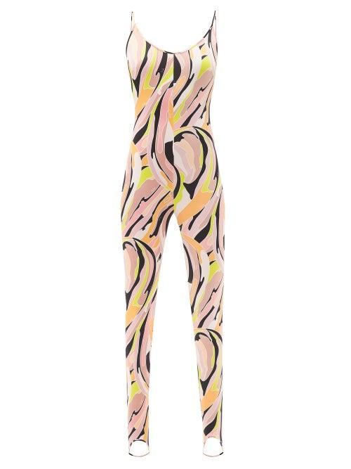 Matchesfashion.com Emilio Pucci - Vetrate-print Stirrup Jumpsuit - Womens - Yellow Multi