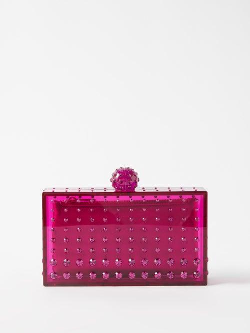 Aquazzura - Tequila Crystal-embellished Resin Clutch Bag - Womens - Pink
