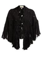 Matchesfashion.com Gucci - Tasselled Crochet Wool Cape - Womens - Black