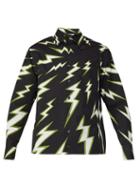 Matchesfashion.com Prada - Lightning Bolt Print Poplin Shirt - Mens - Black Green