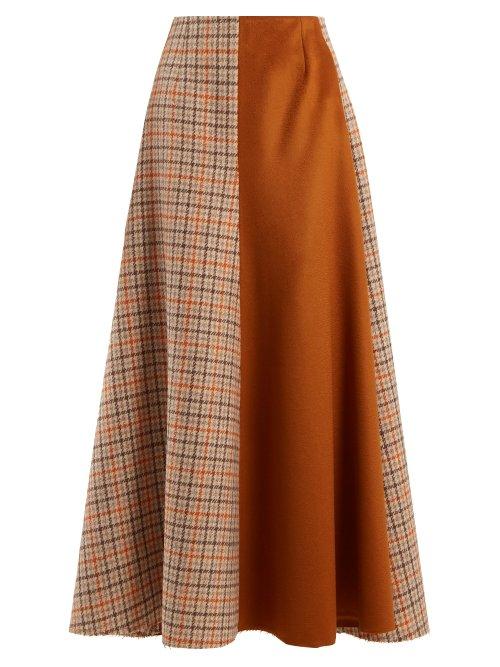 Matchesfashion.com Golden Goose Deluxe Brand - Cadria Contrast Panel Checked Skirt - Womens - Orange Multi