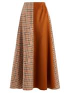 Matchesfashion.com Golden Goose Deluxe Brand - Cadria Contrast Panel Checked Skirt - Womens - Orange Multi