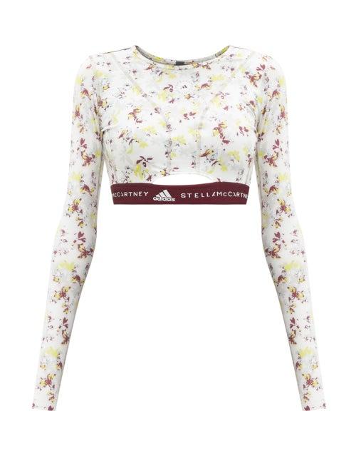 Matchesfashion.com Adidas By Stella Mccartney - Future Playground Recycled-fibre Blend Cropped Top - Womens - White Multi