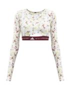 Matchesfashion.com Adidas By Stella Mccartney - Future Playground Recycled-fibre Blend Cropped Top - Womens - White Multi