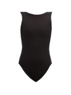 Matchesfashion.com Albus Lumen - Woven Scoop Back Swimsuit - Womens - Black