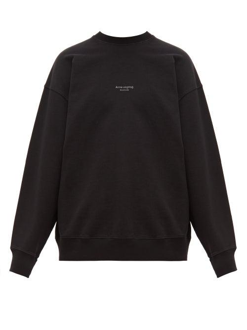 Matchesfashion.com Acne Studios - Femke Logo Print Cotton Sweatshirt - Mens - Black