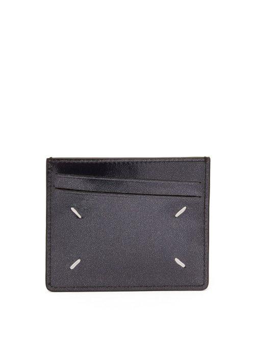 Matchesfashion.com Maison Margiela - Stitched Iridescent Leather Cardholder - Mens - Black