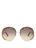 Matchesfashion.com Chlo - Elaia Oversized Round Metal Sunglasses - Womens - Brown Gold