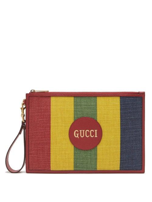 Matchesfashion.com Gucci - Logo-printed Striped Canvas Pouch - Mens - Multi