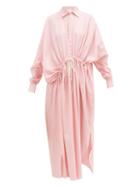 Matchesfashion.com Marrakshi Life - Diagonal-waist Cotton-blend Shirt Dress - Womens - Pink