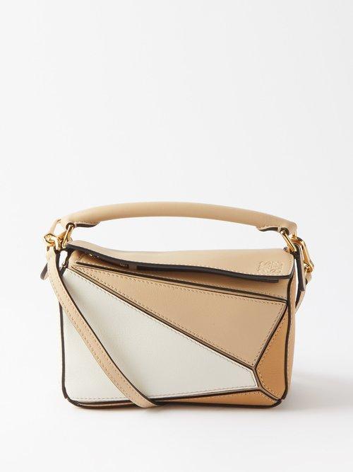 Loewe - Puzzle Mini Leather Cross-body Bag - Womens - Tan White