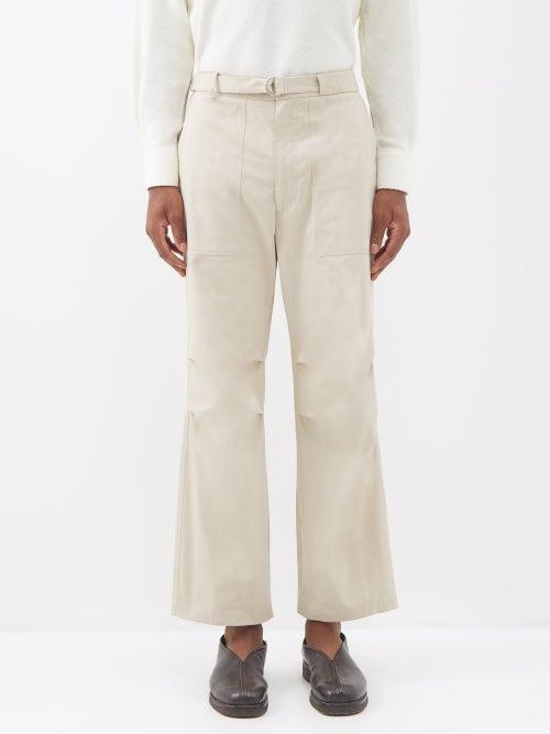 Le17septembre Homme - Belted Cotton-blend Twill Trousers - Mens - Beige