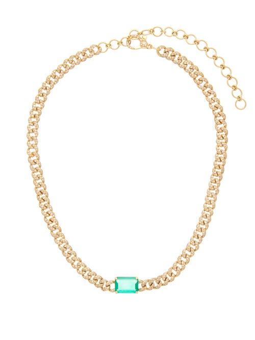 Matchesfashion.com Shay - Diamond Pav, Emerald And 18kt Gold Choker - Womens - Green Gold