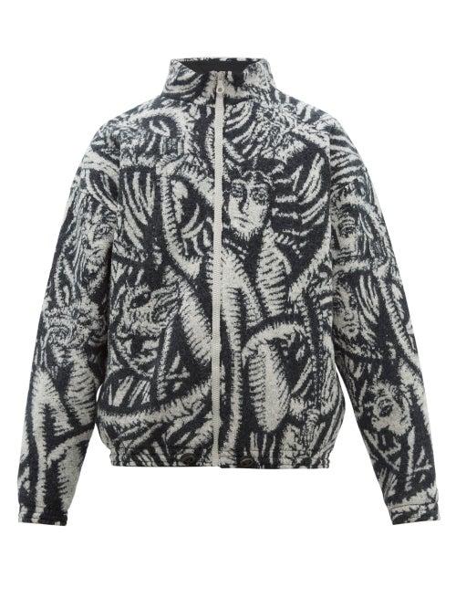 Matchesfashion.com Y/project - Abstract Jacquard Knit Wool Jacket - Mens - Black Beige