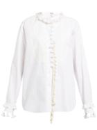 Matchesfashion.com Loewe - Tassel Trimmed Cotton Poplin Shirt - Womens - White