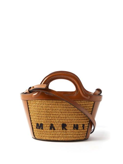 Marni - Tropicalia Mini Leather-trim Cross-body Basket Bag - Womens - Brown