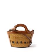 Marni - Tropicalia Mini Leather-trim Cross-body Basket Bag - Womens - Brown
