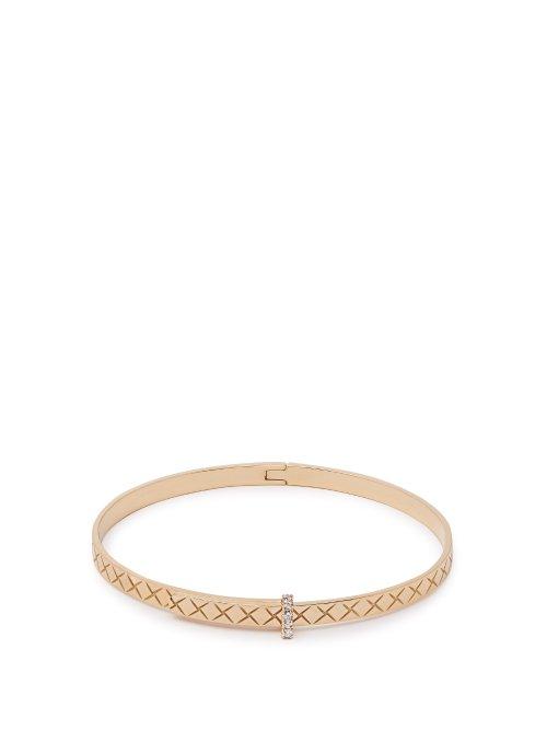 Matchesfashion.com Bottega Veneta - Intrecciato 18kt Gold & Diamond Bracelet - Womens - Gold