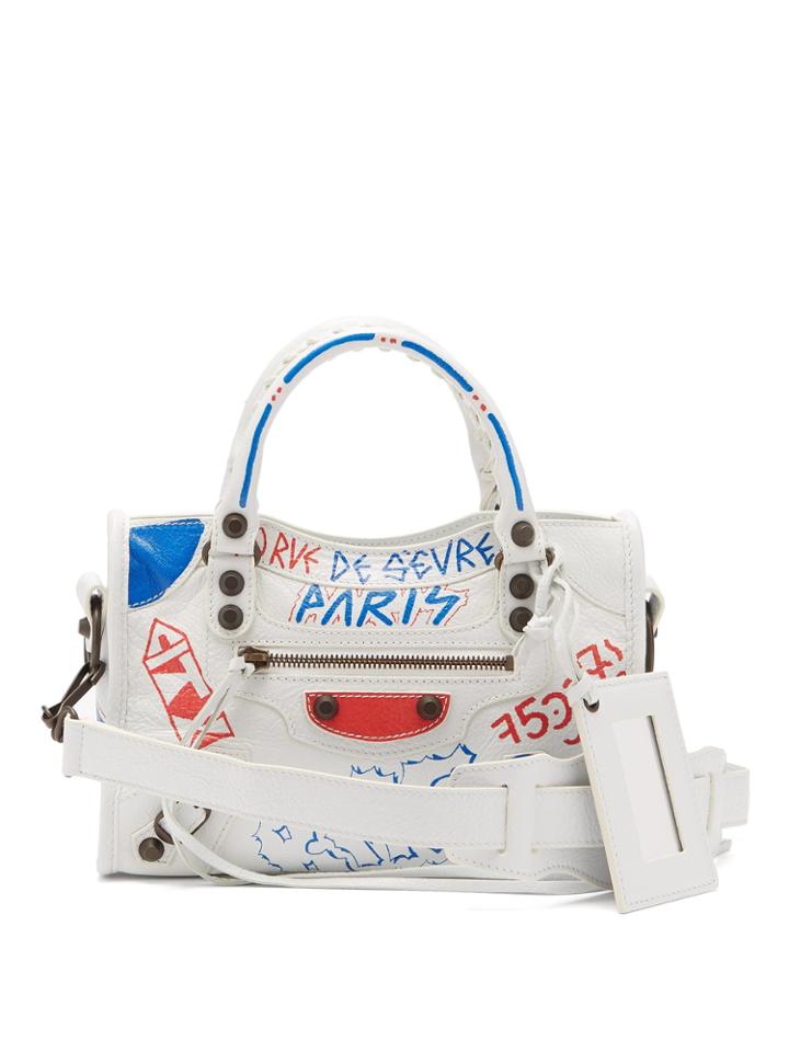 Balenciaga Classic City Mini Graffiti-printed Leather Bag