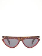 Matchesfashion.com Fendi - Ff Logo Flat Top Cat Eye Optyl Sunglasses - Womens - Brown Multi