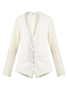 Matchesfashion.com Chlo - Collarless Wool Blend Single Breasted Jacket - Womens - Cream