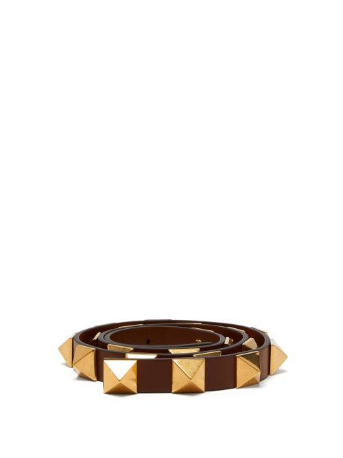 Matchesfashion.com Valentino Garavani - Roman-stud Leather Belt - Womens - Tan