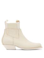 Matchesfashion.com Mm6 Maison Margiela - Square Toe Western Leather Ankle Boots - Womens - Cream
