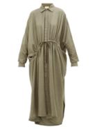 Matchesfashion.com Marrakshi Life - Oversized Drawstring Cotton-blend Shirt Dress - Womens - Khaki