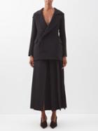 A.w.a.k.e. Mode - Double-breasted Pleated Crepe Dress - Womens - Black