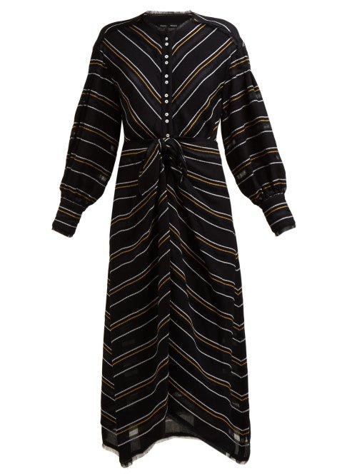 Matchesfashion.com Proenza Schouler - Striped Crepe Shirtdress - Womens - Black Multi
