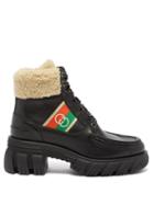 Gucci - Romance Shearling And Leather Boots - Womens - Black